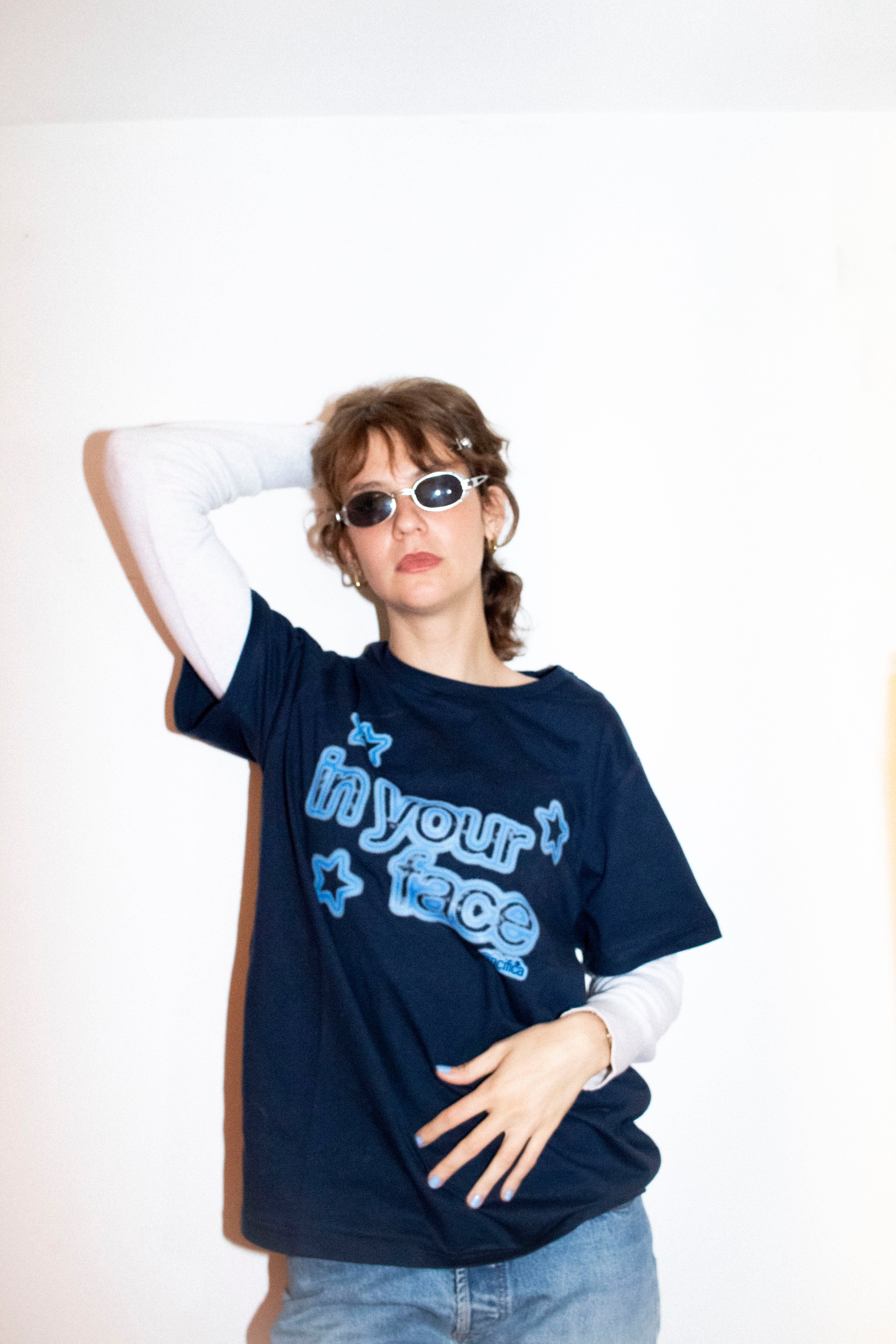 In Your Face Tee (blue + blue)