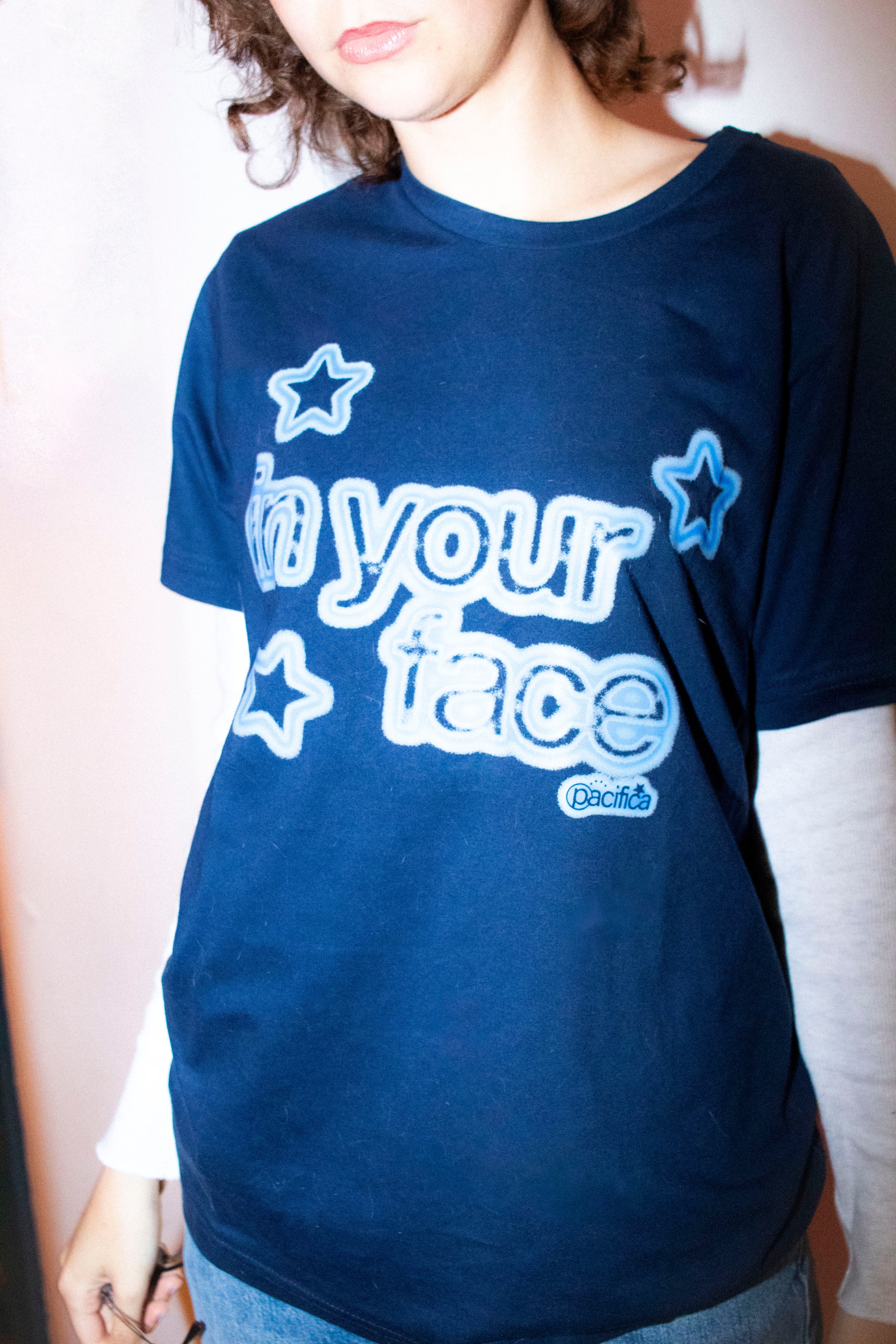 In Your Face Tee (blue + blue)