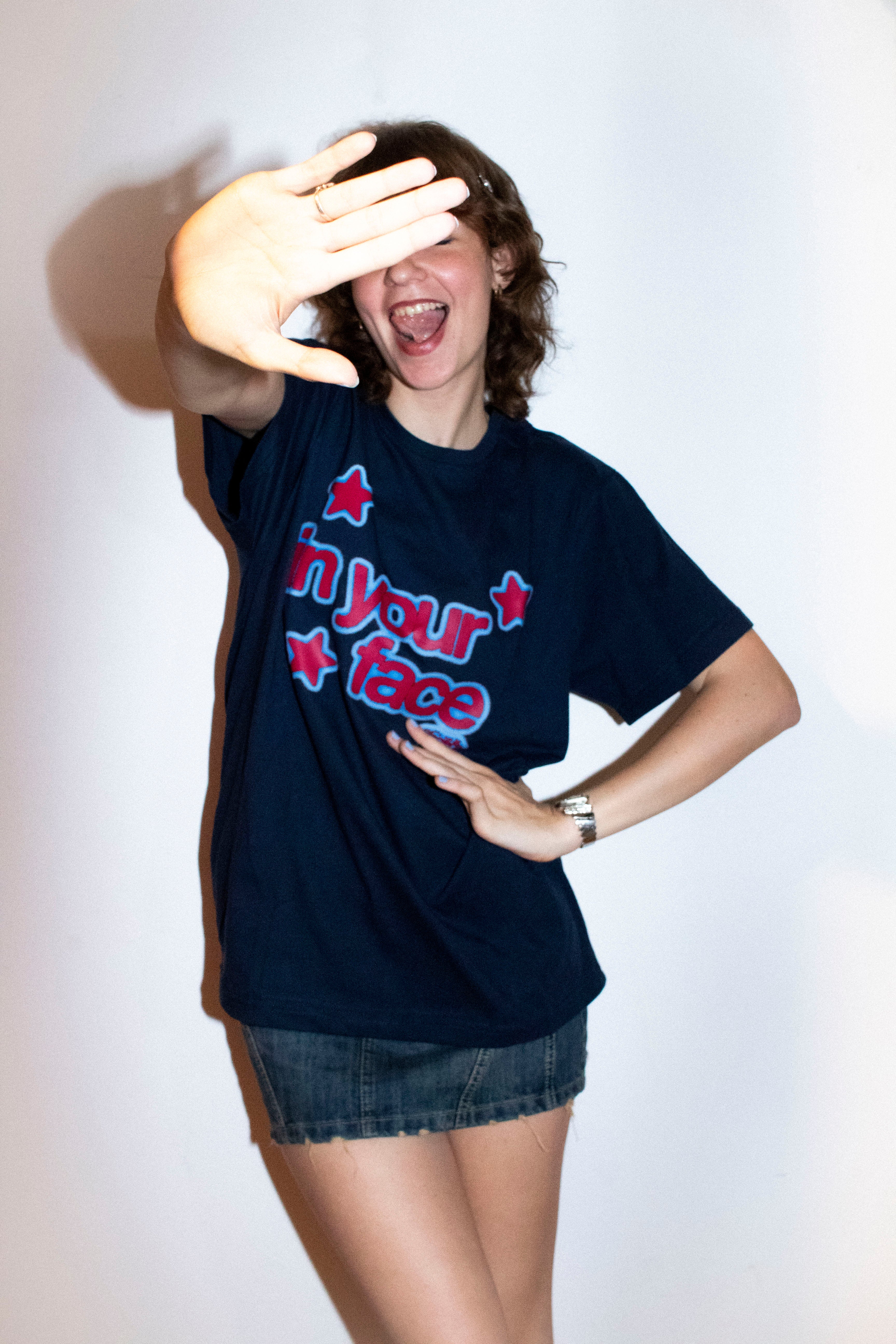 In Your Face Tee (blue + red)